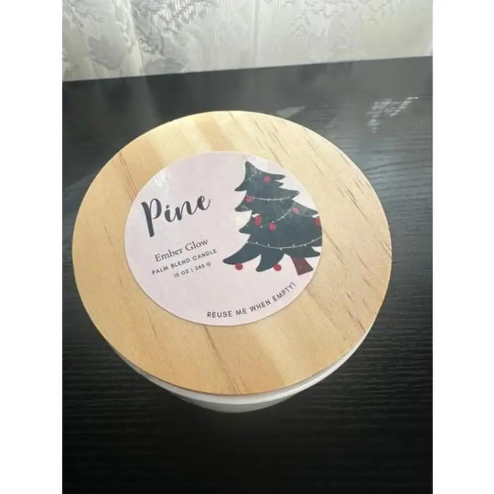 Pine Scented Holiday Candle - 10 oz Ceramic Jar with Wooden Lid
